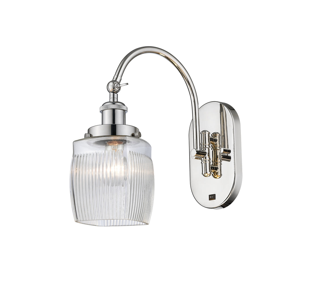 Innovations Lighting Colton Sconce - Polished Nickel Wall Sconces Innovations Lighting Clear Halophane ; Glass Type: Transparent; Ribbed  