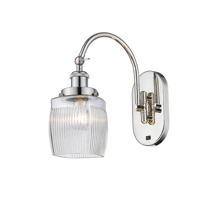 Innovations Lighting Colton Sconce - Polished Nickel Wall Sconces Innovations Lighting Clear Halophane ; Glass Type: Transparent; Ribbed  