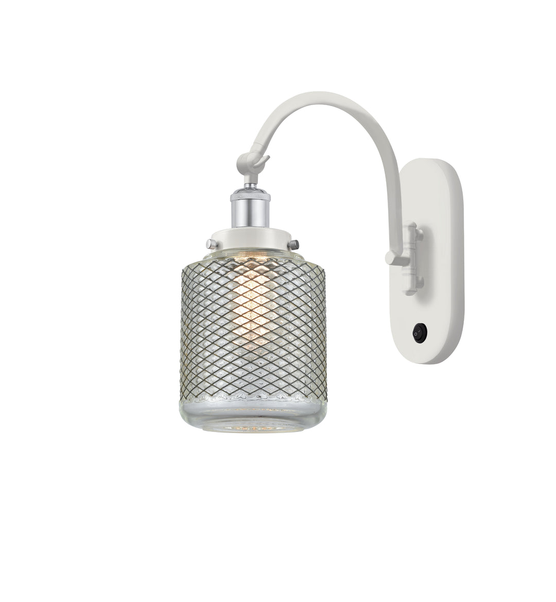 Innovations Lighting Stanton Sconce - White Polished Chrome Wall Sconces Innovations Lighting Clear Wire Mesh ; Glass Type: Transparent  