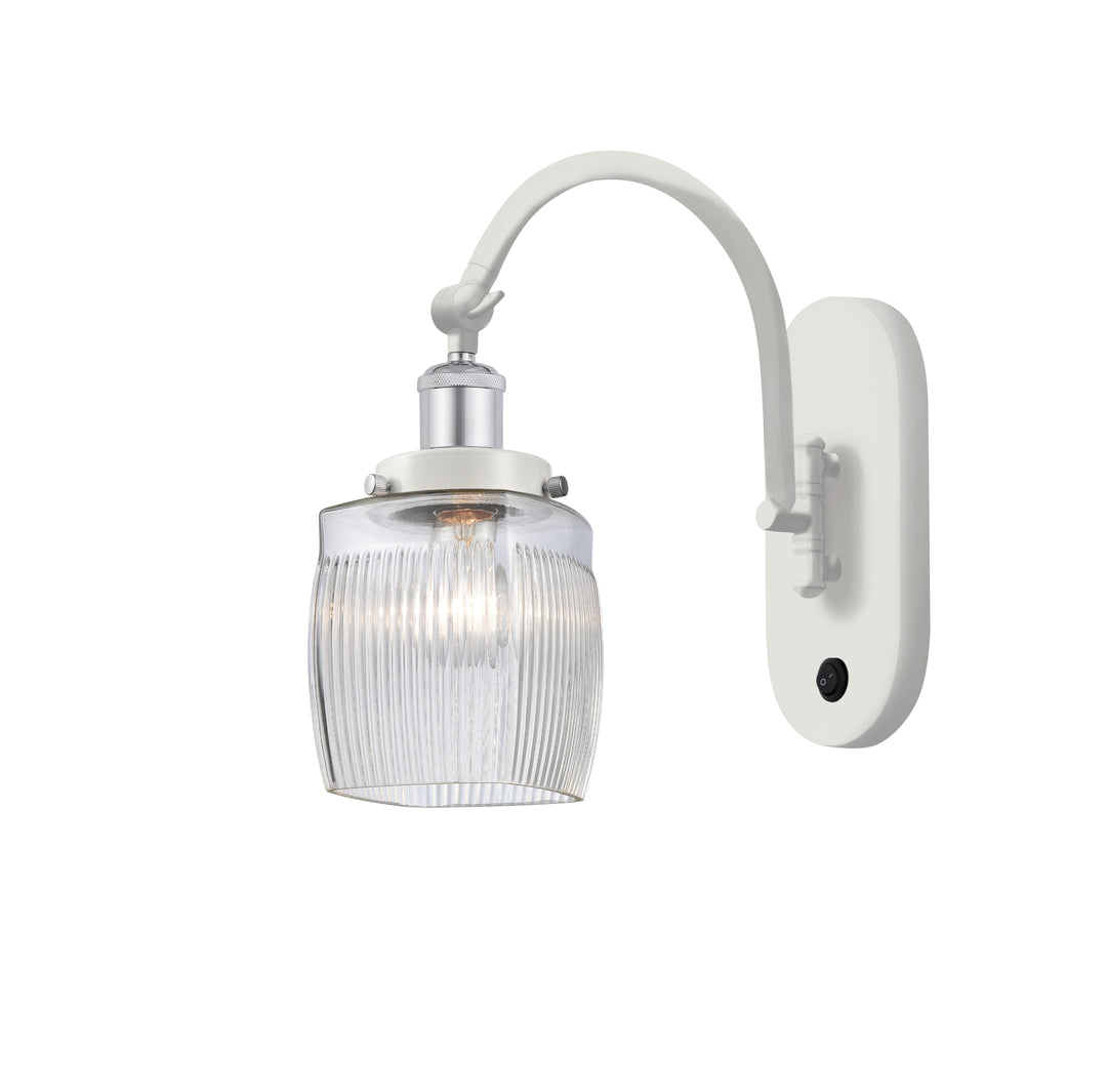 Innovations Lighting Colton Sconce - White Polished Chrome Wall Sconces Innovations Lighting Clear Halophane ; Glass Type: Transparent; Ribbed  