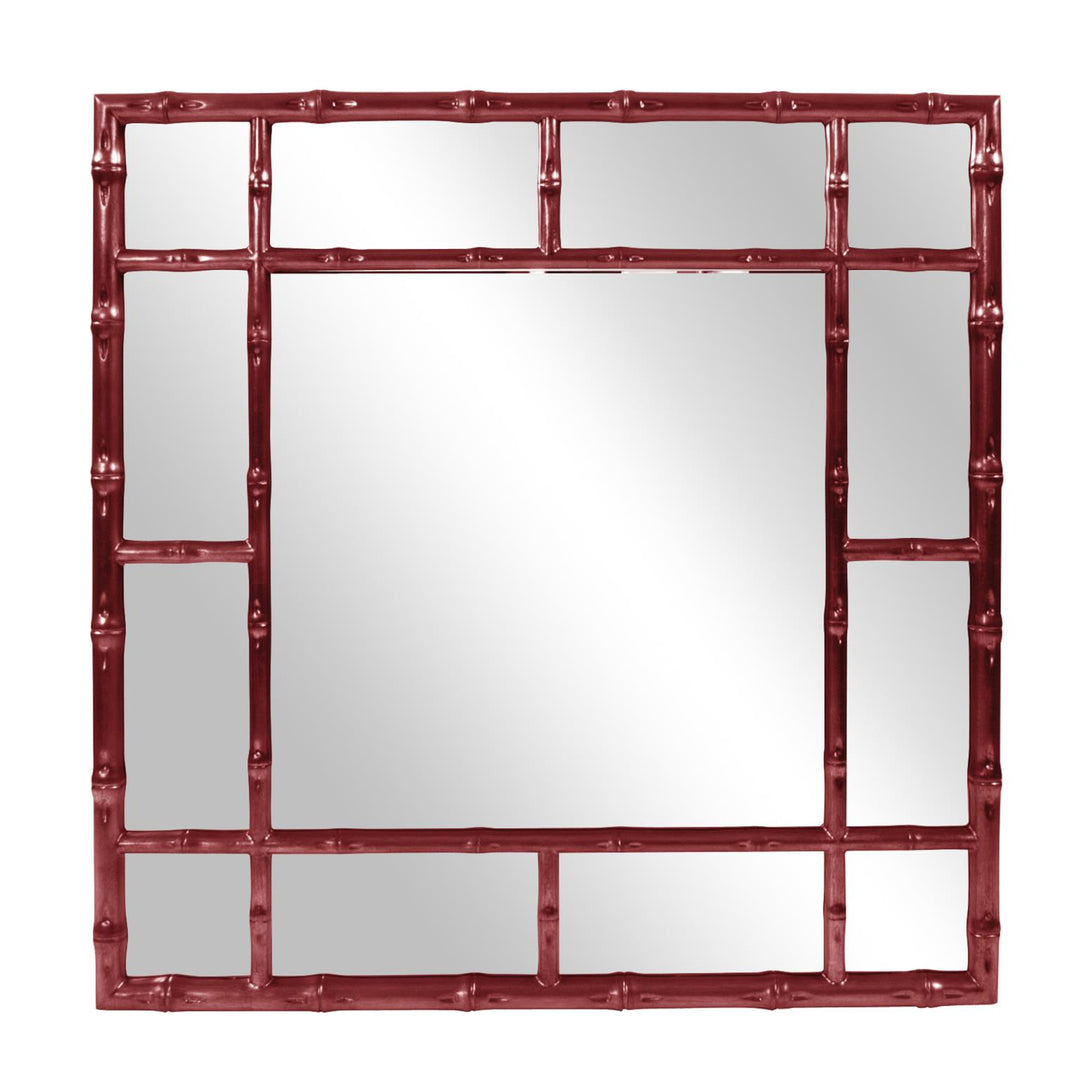 Howard Elliott Collection Bamboo Mirror - Glossy Burgundy Mirrors Howard Elliott Collection   