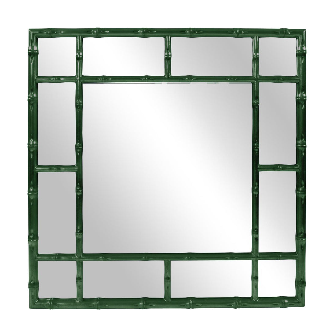 Howard Elliott Collection Bamboo Mirror - Glossy Hunter Green Mirrors Howard Elliott Collection   