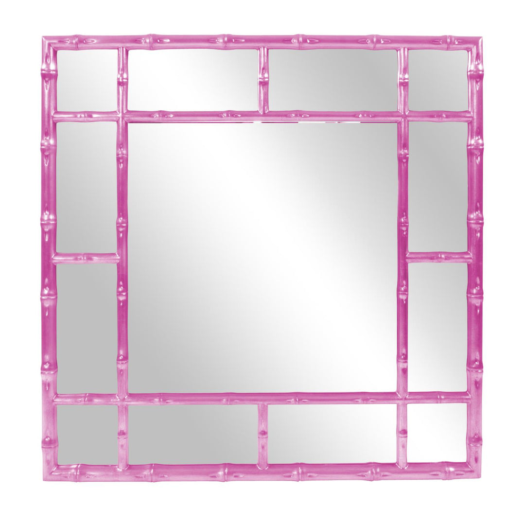 Howard Elliott Collection Bamboo Mirror - Glossy Hot Pink Mirrors Howard Elliott Collection   