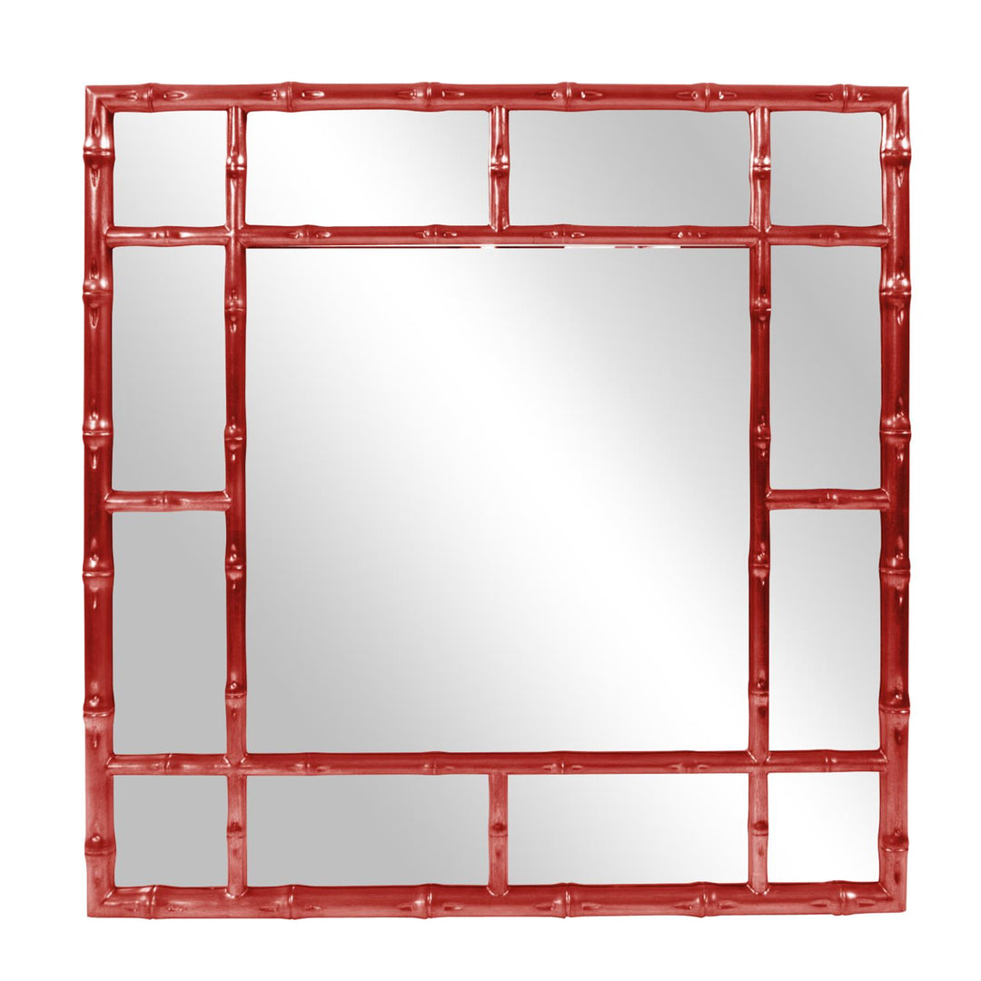 Howard Elliott Collection Bamboo Mirror - Glossy Red Mirrors Howard Elliott Collection   