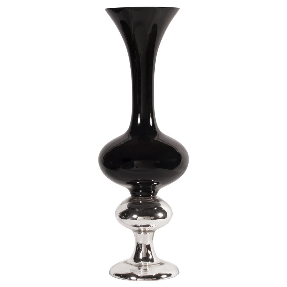 Howard Elliott Collection Black Hand Blown Glass Vase Tall