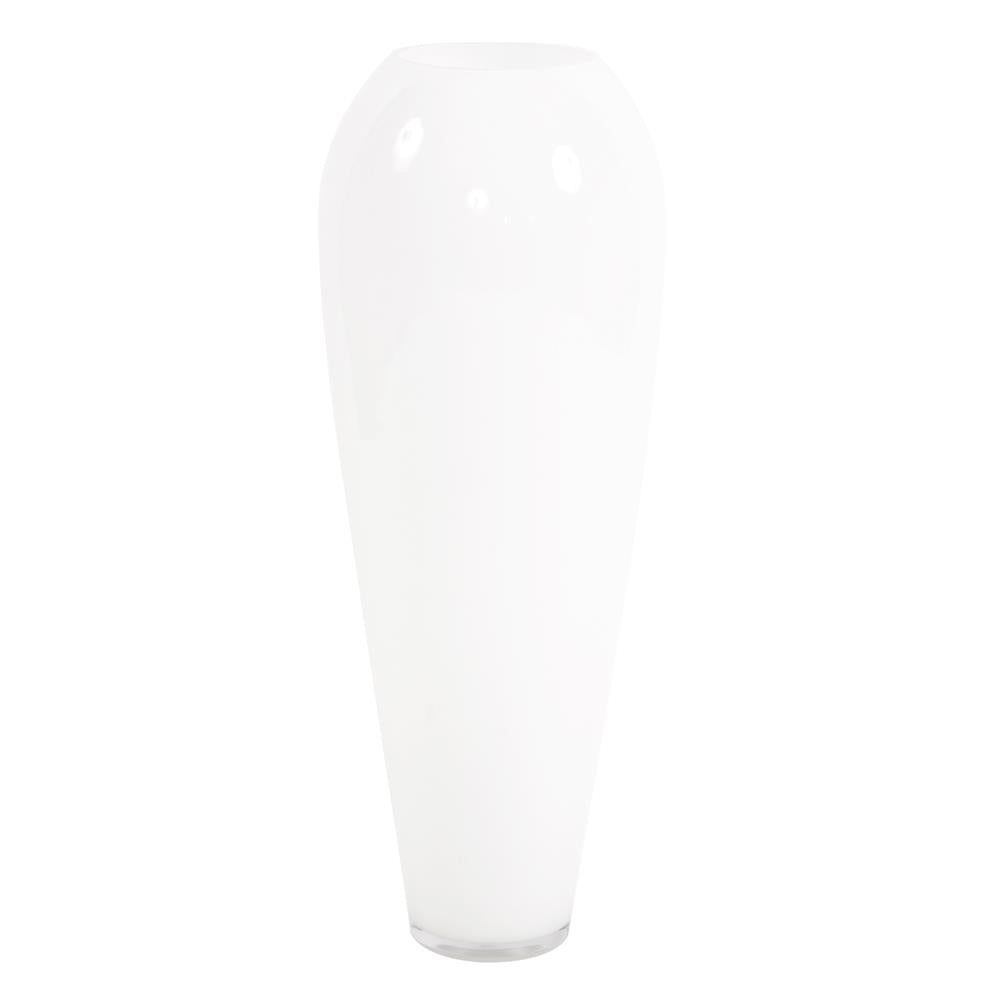 Howard Elliott Collection Hand Blown White Glass Oversized Vase - Small Vases Howard Elliott Collection   