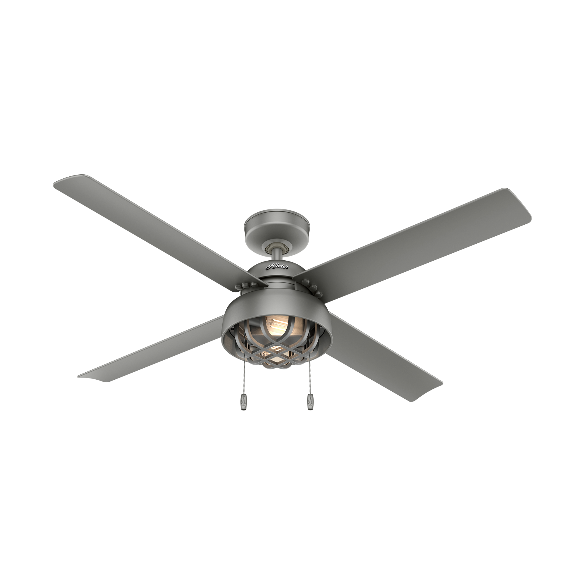 Hunter 52 inch Spring Mill Damp Rated Ceiling Fan with LED Light Kit and Pull Chain