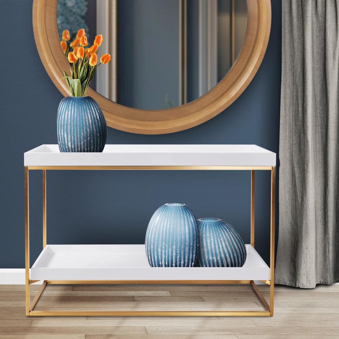 Howard Elliott Collection Lyndhurst White Lacquer Console Table Console Tables Howard Elliott Collection   