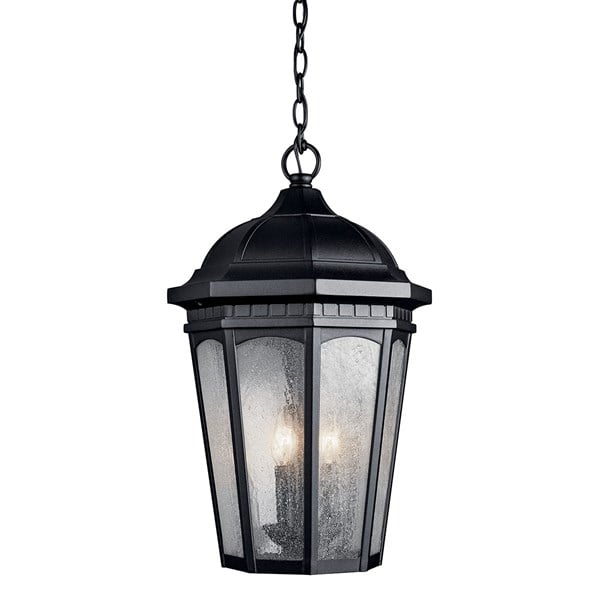 Kichler Courtyard  Outdoor Hanging Pendant Outdoor Light Fixture l Hanging Kichler Textured Black 12.25x21.25 