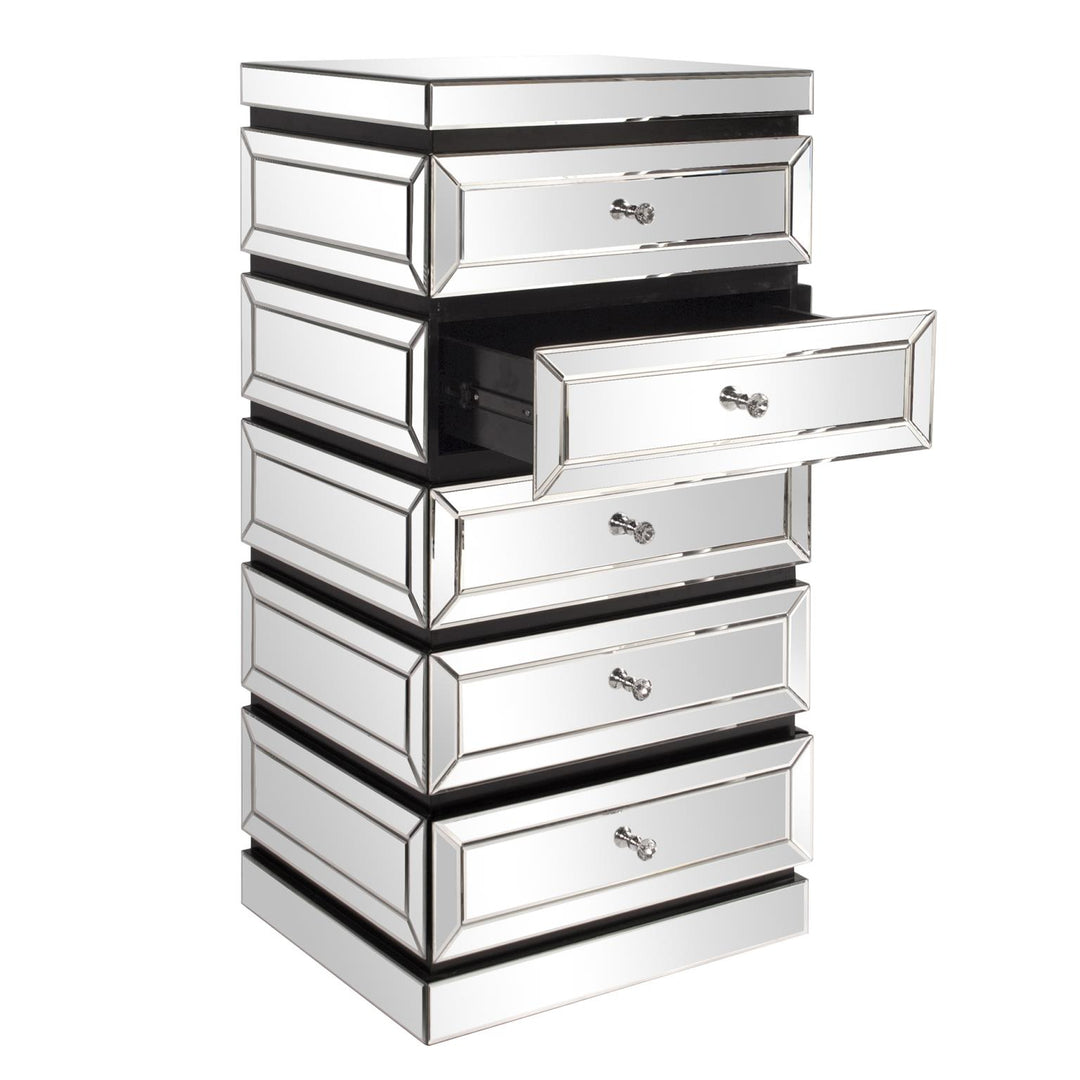 Howard Elliott Collection 5-Tiered Mirrored Tower with Drawers Cabinets Howard Elliott Collection   