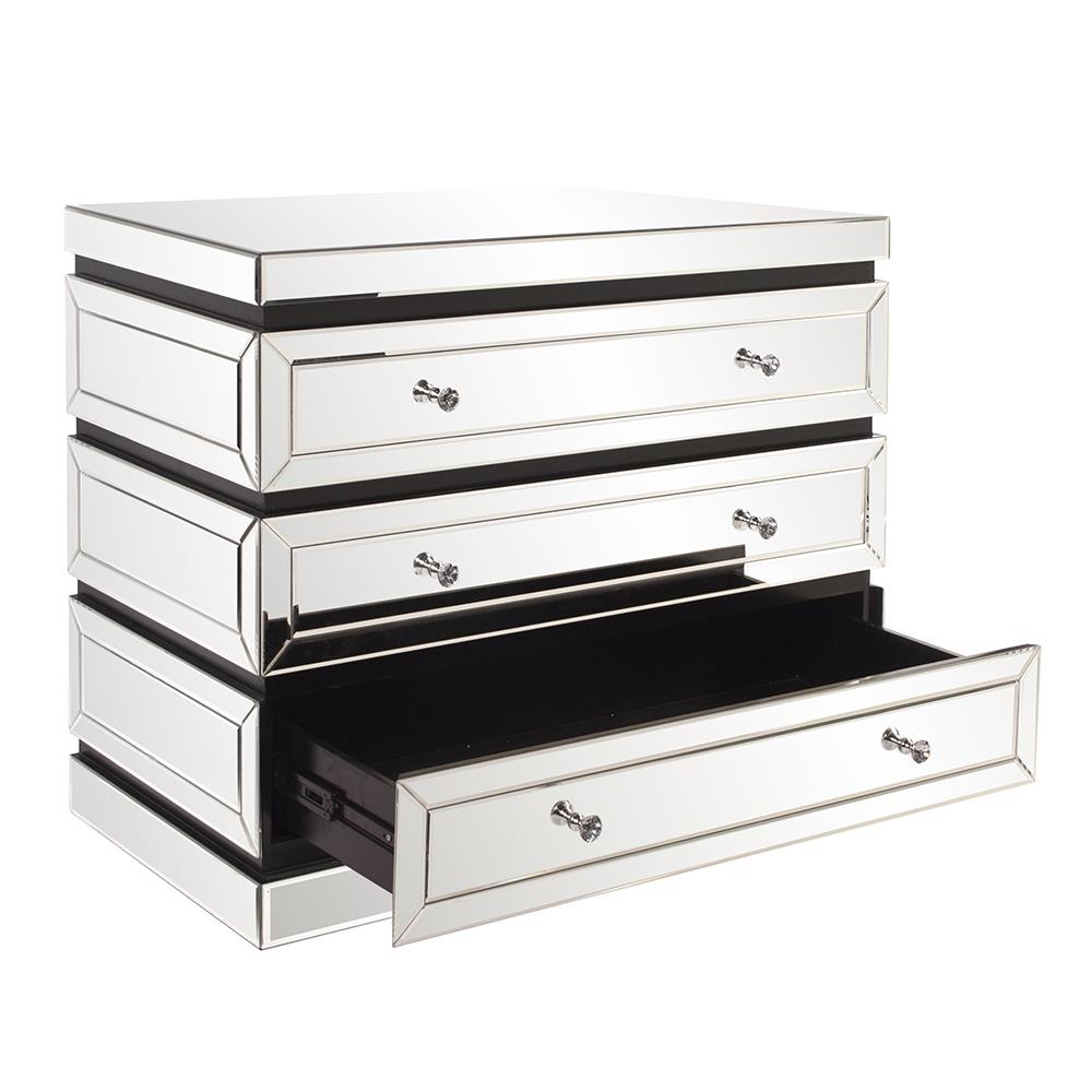 Howard Elliott Collection 3-Tiered Mirrored Cabinet w/ Drawers Cabinets Howard Elliott Collection   