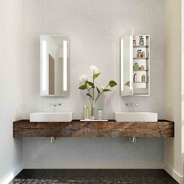 Electric Mirror Ascension™ Mirrored Cabinet LED Vanity Mirrors Electric Mirror Left Hinge 23.25 x 30 x 4.65 