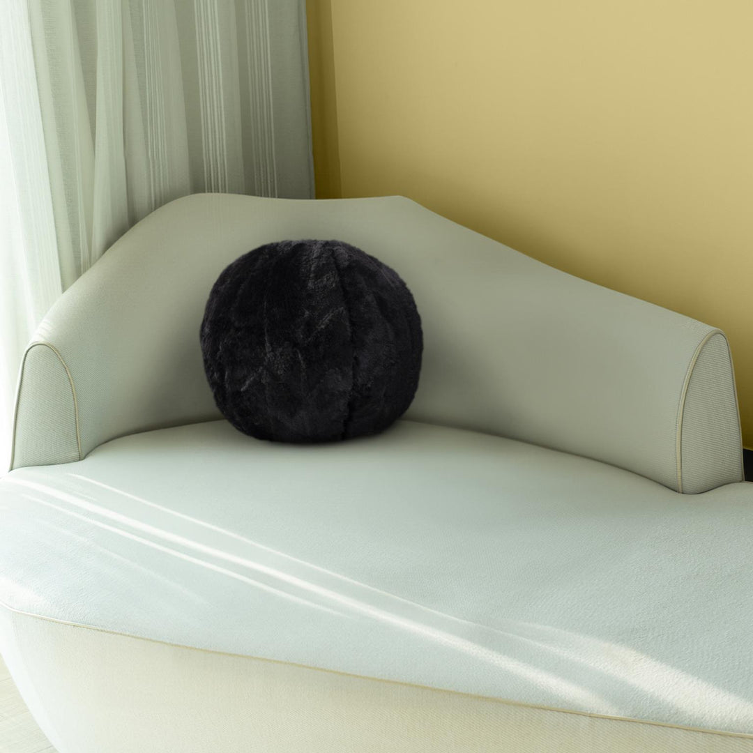 Howard Elliott Collection Angora Ebony Round Pillow