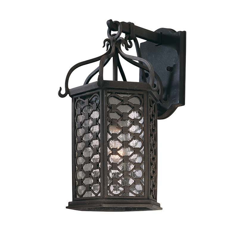 Troy Lighting LOS OLIVOS 1LT WALL LANTERN SMALL Wall Sconce Troy Lighting TEXTURED IRON 8.75x8.75x15.25 