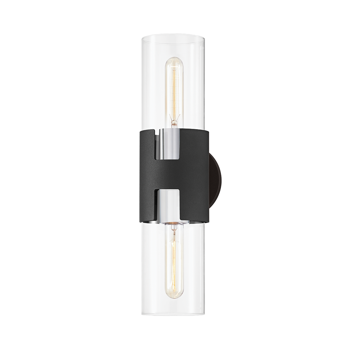 Troy Lighting Amado Wall Sconce Wall Sconce Troy Lighting POLISHED NICKEL/TEXTURED BLACK 4.75x4.75x17 