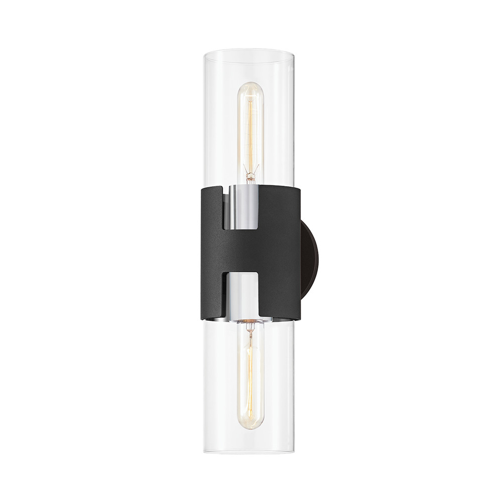 Troy Lighting Amado Wall Sconce Wall Sconces Troy Lighting POLISHED NICKEL/TEXTURED BLACK 4.75x4.75x17 