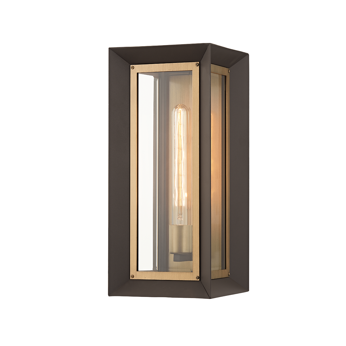 Troy Lighting Lowry Wall Sconce Wall Sconce Troy Lighting TEXTURED BRONZE/PATINA BRASS 7.5x7.5x17 