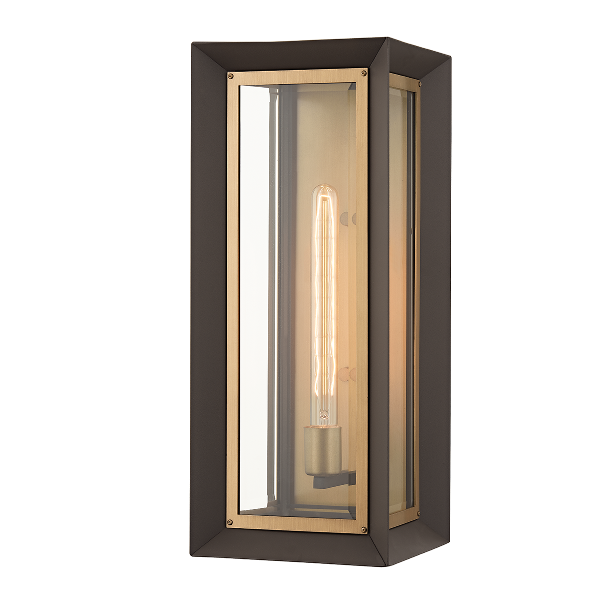 Troy Lighting Lowry Wall Sconce Wall Sconce Troy Lighting TEXTURED BRONZE/PATINA BRASS 8.5x8.5x21 