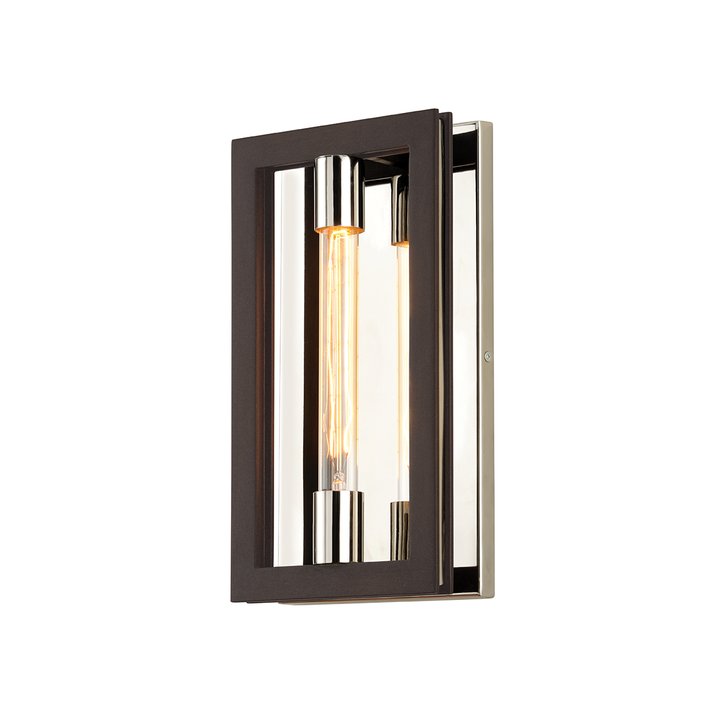 Troy Lighting Enigma Wall Sconce Wall Sconces Troy Lighting BRONZE WITH POLISHED STAINLESS 7.75x7.75x14 