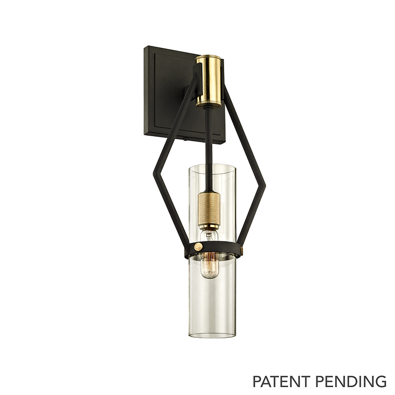 Troy Lighting Raef Wall Sconce Wall Sconce Troy Lighting TEXTURED BRONZE BRUSHED BRASS 7x7x16 