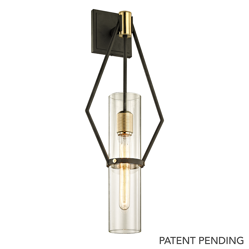 Troy Lighting Raef Wall Sconce Wall Sconce Troy Lighting TEXTURED BRONZE BRUSHED BRASS 9.5x9.5x25.5 