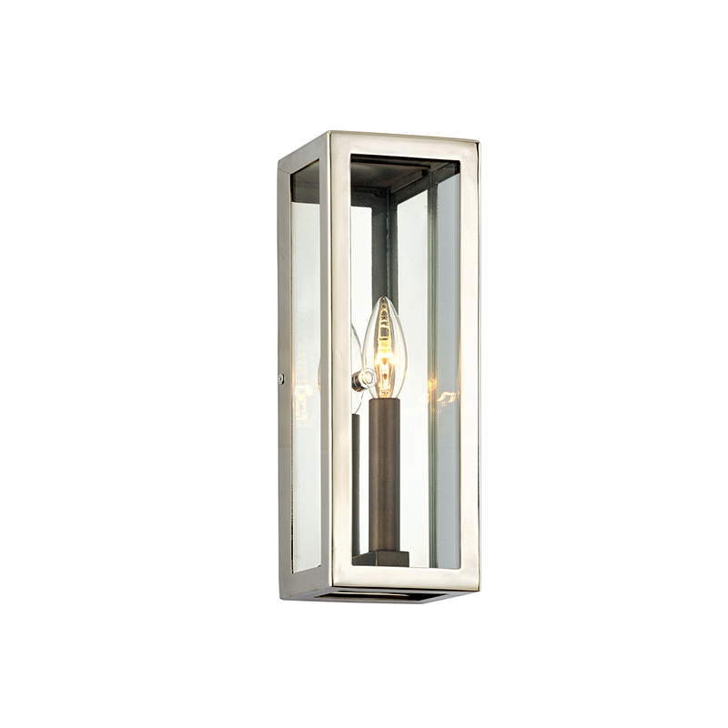 Troy Lighting Morgan Wall Sconce Wall Sconce Troy Lighting BRONZE WITH POLISHED STAINLESS 4.5x4.5x12.5 