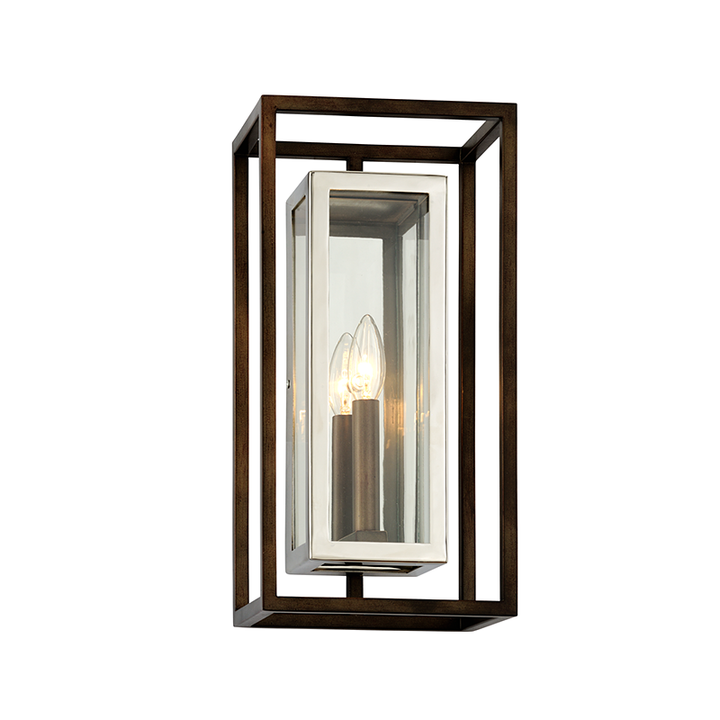 Troy Lighting Morgan Wall Sconce Wall Sconces Troy Lighting BRONZE WITH POLISHED STAINLESS 8x8x16 