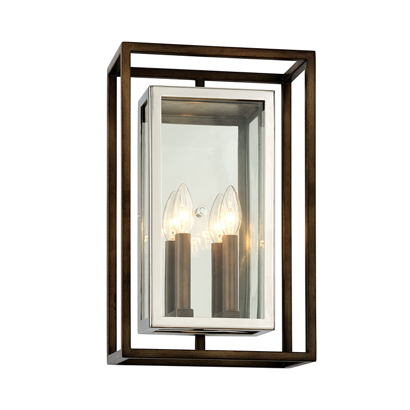 Troy Lighting Morgan Wall Sconce Wall Sconce Troy Lighting BRONZE/STAINLESS STEEL 10.75x10.75x17 