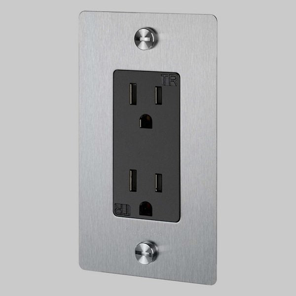 Buster + Punch 1G Duplex Outlet Complete Kit Lighting Controls Buster + Punch Steel Steel Black