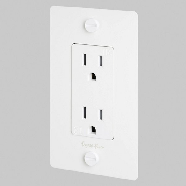 Buster + Punch 1G Duplex Outlet Complete Kit / WITH LOGO Receptacles Buster + Punch White White White