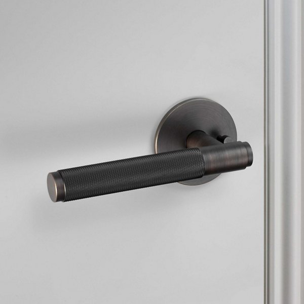 Buster + Punch Conventional Door Handle, Cross Design - PRIVACY TYPE Door Hardware Buster + Punch Smoked Bronze  