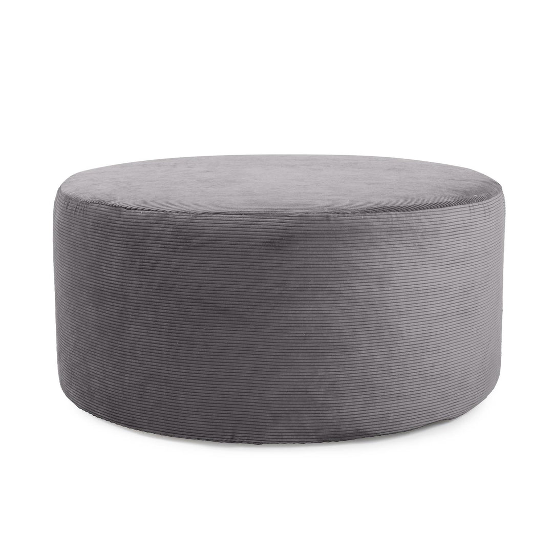 Howard Elliott Collection Universal Round Ottoman Pana Charcoal Ottomans Howard Elliott Collection   