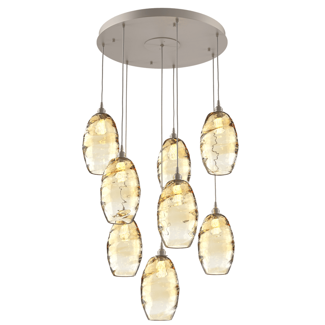 Hammerton Studio Ellisse Round Multi-Pendant-08 Pendants Hammerton Studio Classic Silver Amber Optic Blown Glass 