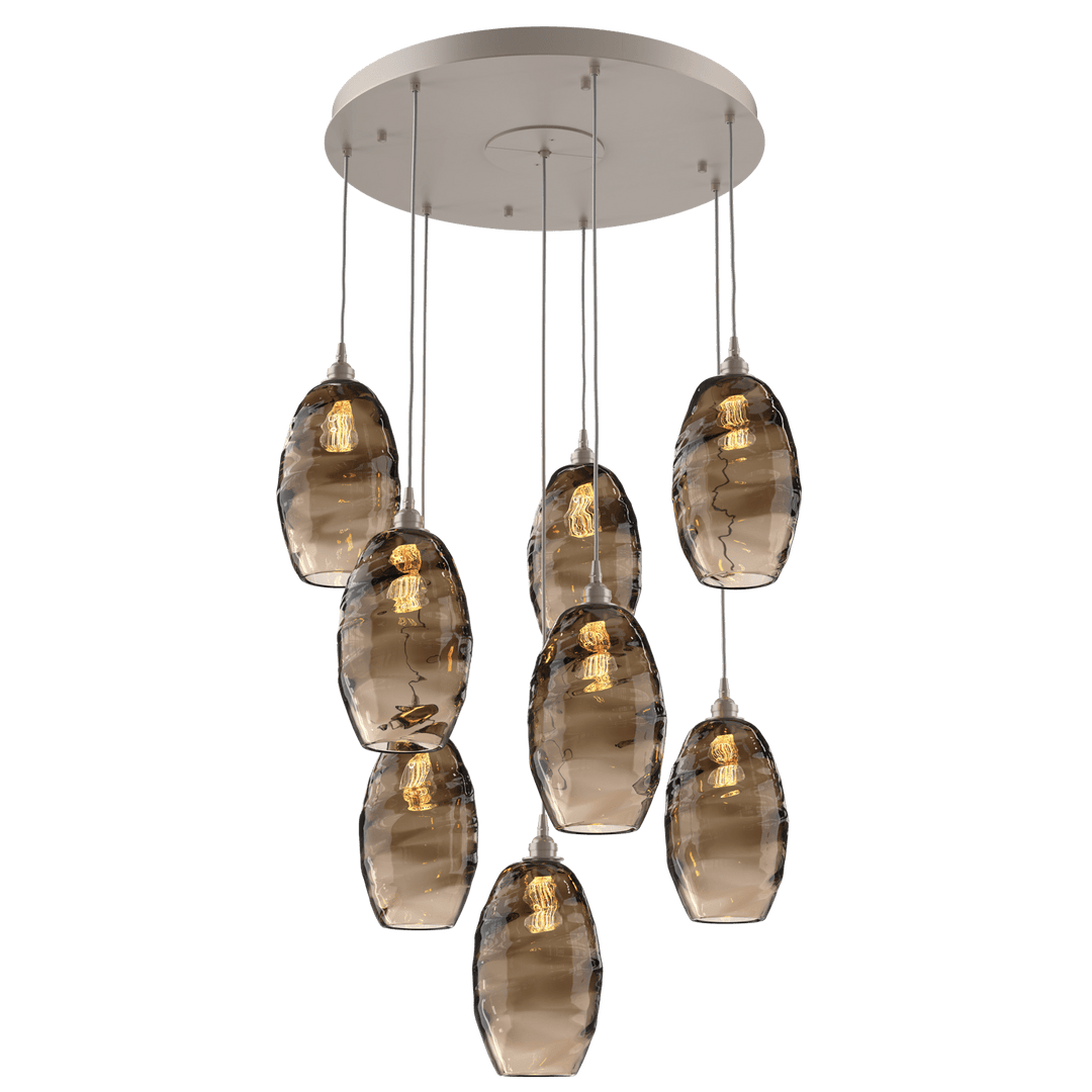 Hammerton Studio Ellisse Round Multi-Pendant-08 Pendants Hammerton Studio Classic Silver Bronze Optic Blown Glass 