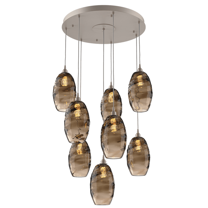 Hammerton Studio Ellisse Round Multi-Pendant-08 Pendants Hammerton Studio Classic Silver Bronze Optic Blown Glass 