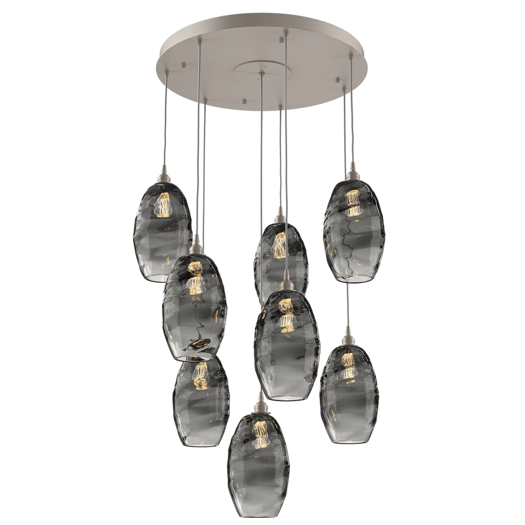 Hammerton Studio Ellisse Round Multi-Pendant-08 Pendants Hammerton Studio Classic Silver Smoke Optic Blown Glass 