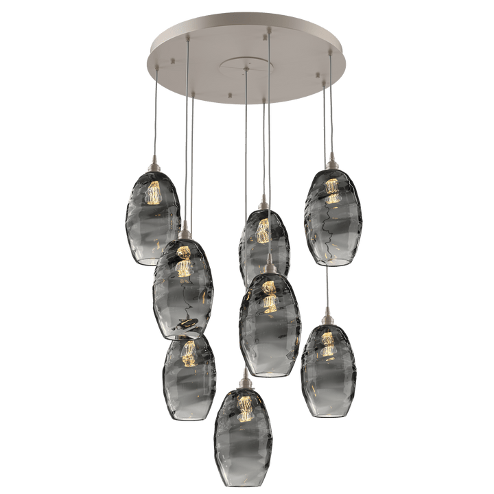 Hammerton Studio Ellisse Round Multi-Pendant-08 Pendants Hammerton Studio Classic Silver Smoke Optic Blown Glass 