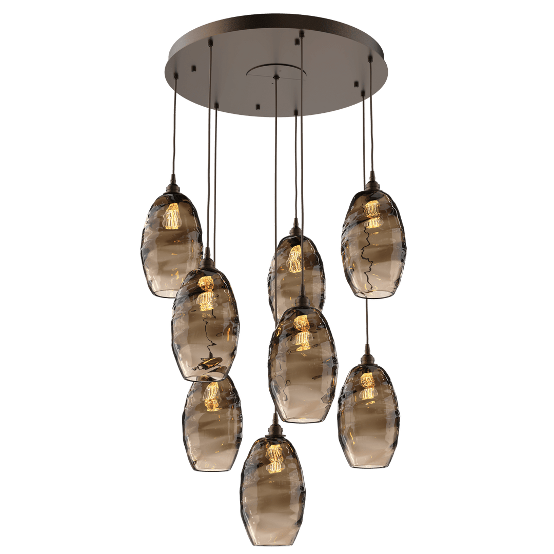 Hammerton Studio Ellisse Round Multi-Pendant-08 Pendants Hammerton Studio Burnished Bronze Bronze Optic Blown Glass 