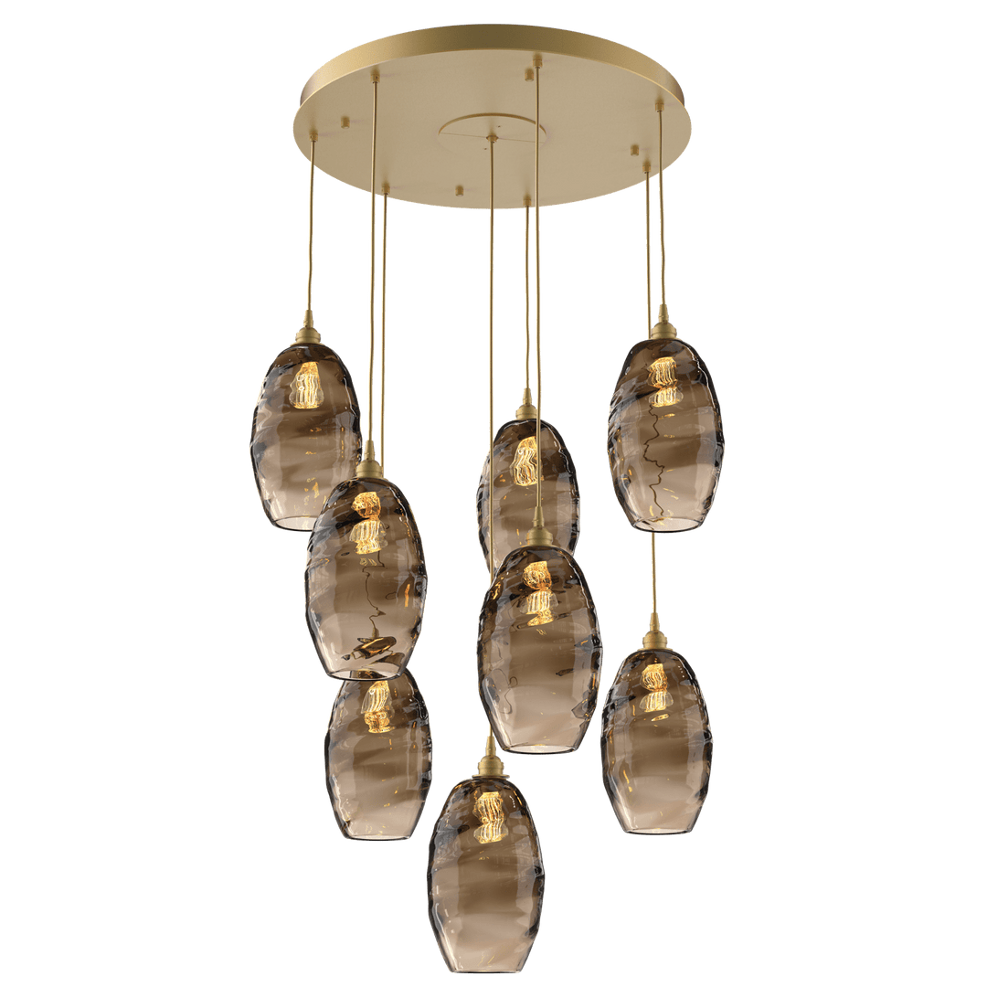 Hammerton Studio Ellisse Round Multi-Pendant-08 Pendants Hammerton Studio Novel Brass Bronze Optic Blown Glass 