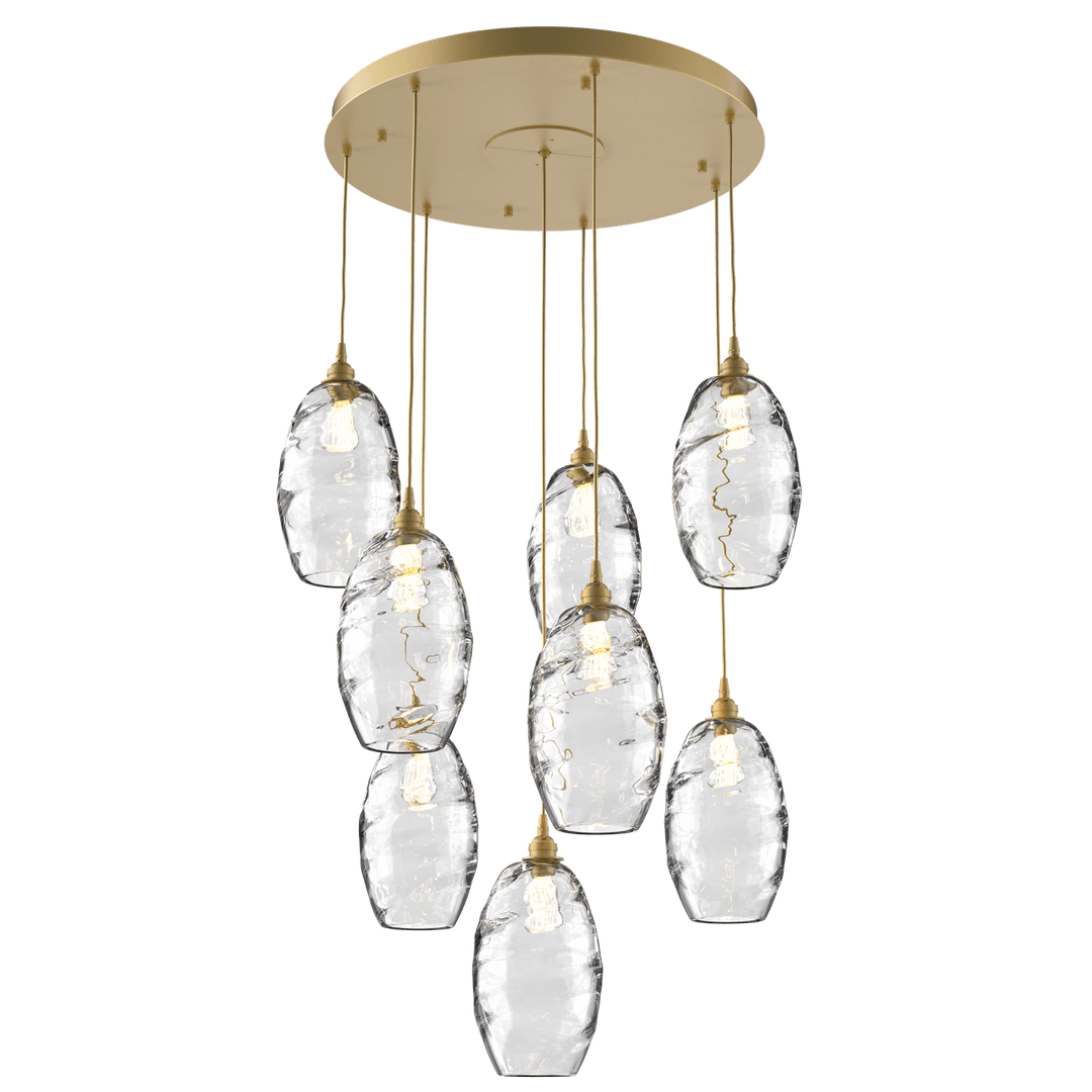 Hammerton Studio Ellisse Round Multi-Pendant-08 Pendants Hammerton Studio Novel Brass Clear Optic Blown Glass 