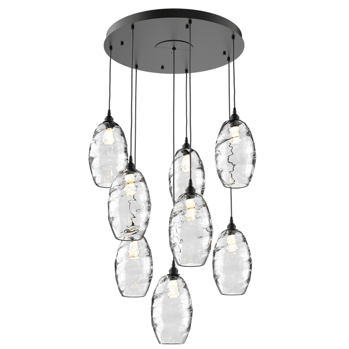 Hammerton Studio Ellisse Round Multi-Pendant-08 Pendants Hammerton Studio Graphite Clear Optic Blown Glass 