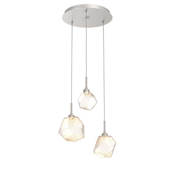 Hammerton Studio GEM ROUND 3 PENDANT CHANDELIER – QUICK SHIP Pendants Hammerton Studio Beige Silver Amber Blown Glass 2700