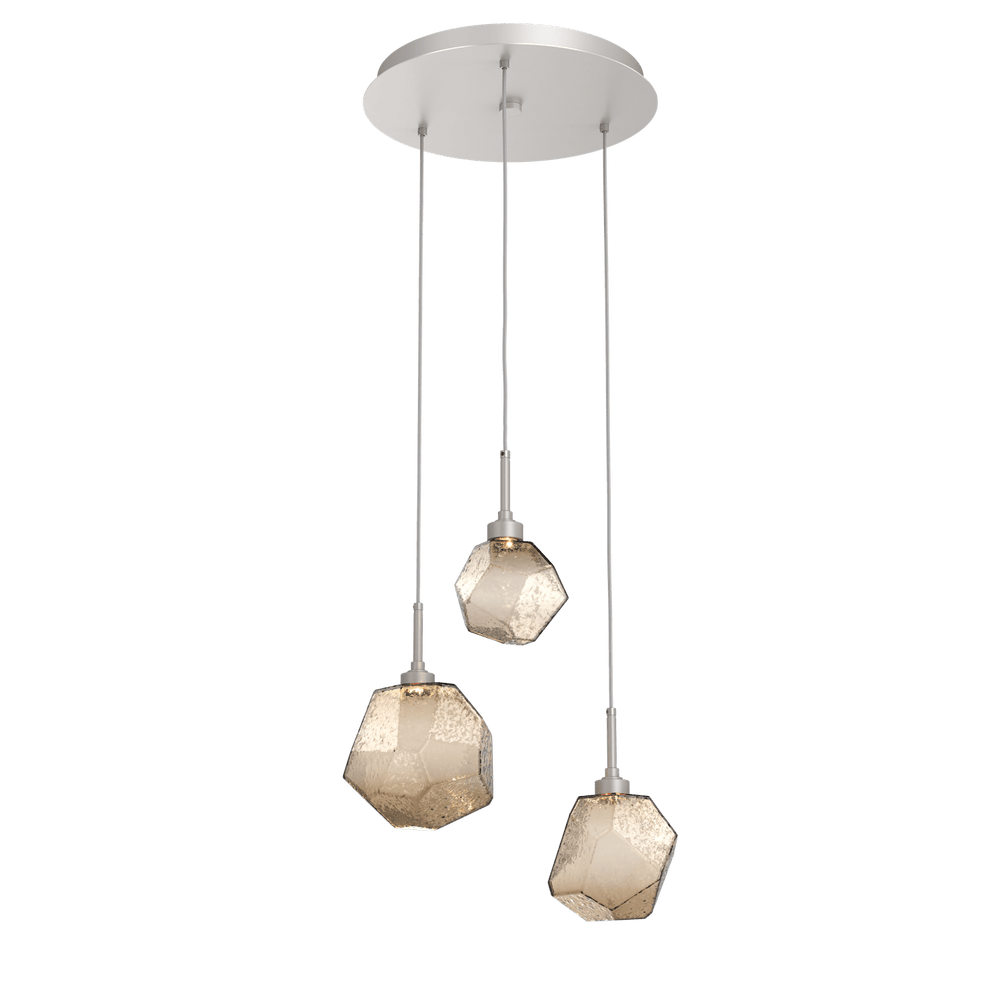 Hammerton Studio GEM ROUND 3 PENDANT CHANDELIER – QUICK SHIP Pendants Hammerton Studio Beige Silver Bronze Blown Glass 2700