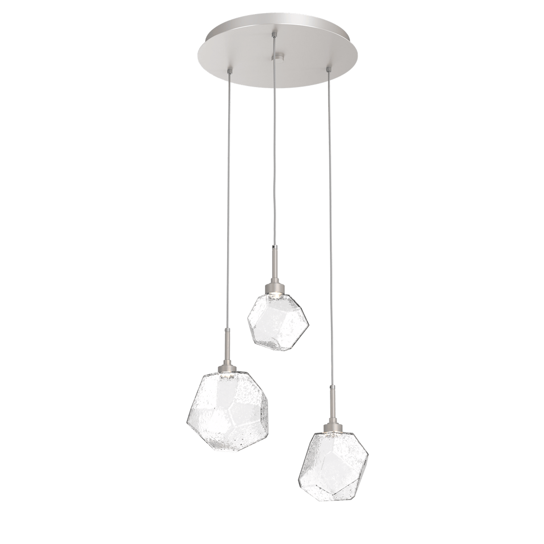 Hammerton Studio GEM ROUND 3 PENDANT CHANDELIER – QUICK SHIP Pendants Hammerton Studio Beige Silver Clear Blown Glass 2700