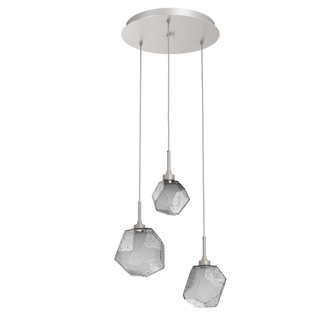 Hammerton Studio GEM ROUND 3 PENDANT CHANDELIER – QUICK SHIP Pendants Hammerton Studio Beige Silver Smoke Blown Glass 2700