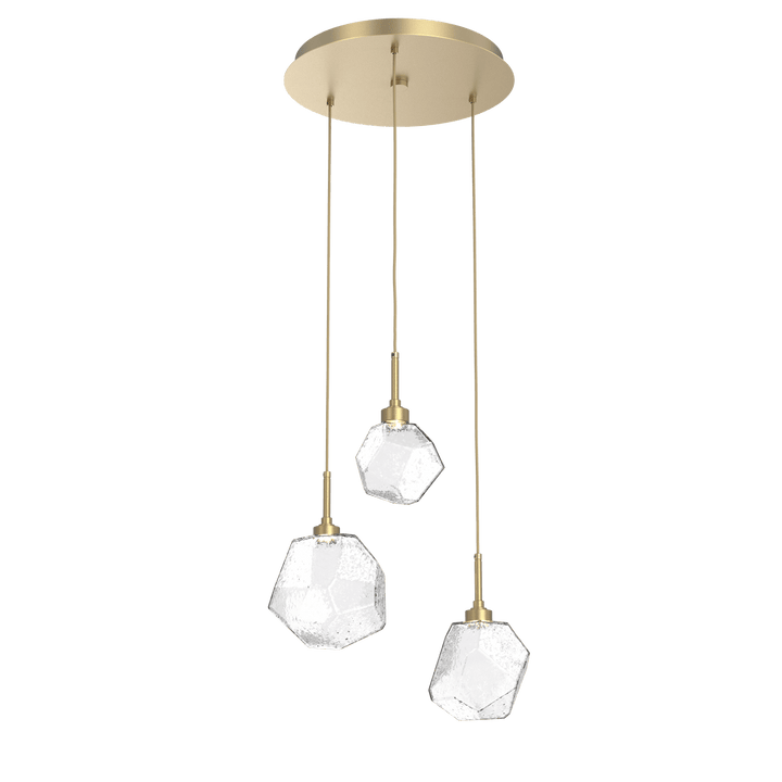 Hammerton Studio GEM ROUND 3 PENDANT CHANDELIER – QUICK SHIP Pendants Hammerton Studio Gilded Brass Clear Blown Glass 2700