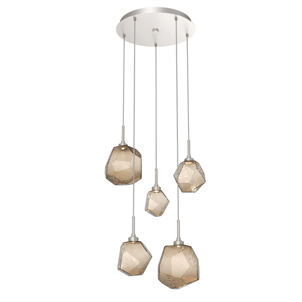 Hammerton Studio GEM ROUND 5 PENDANT CHANDELIER – QUICK SHIP Pendants Hammerton Studio Beige Silver Bronze Blown Glass 2700