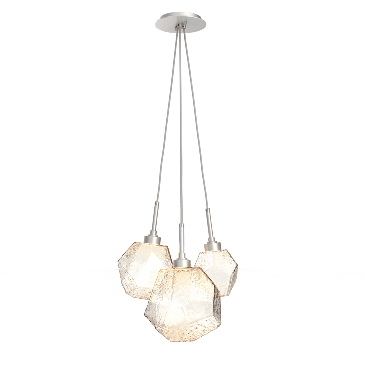 Hammerton Studio 5 Gem Cluster Pendant - QUICK SHIP Pendants Hammerton Studio Beige Silver Amber Blown Glass LED – 3000K