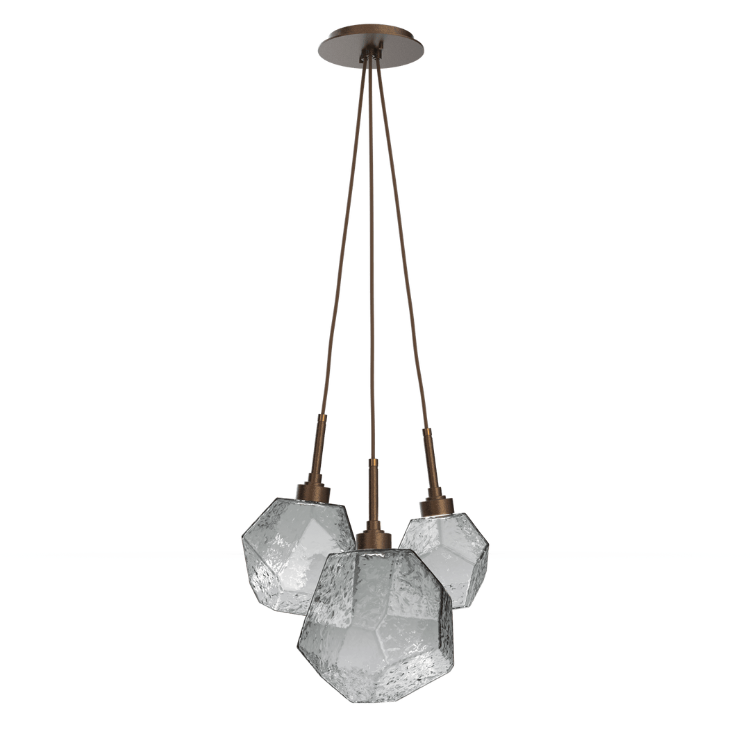 Hammerton Studio 5 Gem Cluster Pendant - QUICK SHIP Pendants Hammerton Studio Flat Bronze Smoke Blown Glass LED – 3000K