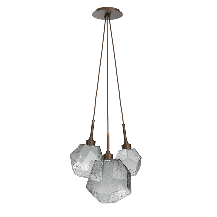 Hammerton Studio 5 Gem Cluster Pendant - QUICK SHIP Pendants Hammerton Studio Flat Bronze Smoke Blown Glass LED – 3000K